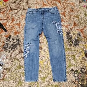 Vera Wang Embroidered Blue Jeans